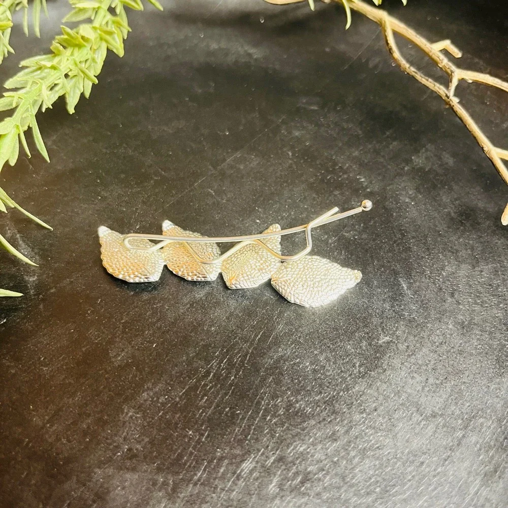Aspen Leaf Hair Pin | Silver Toned Botanical | Forest Fae Earth Witch Boho Fairy